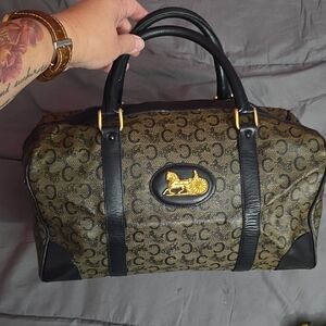 Celine Navy And Tan Boston Purse. Good Condition. Slight Wear On The Edges.